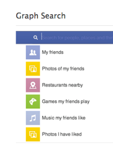 Facebook open graph search screen shot