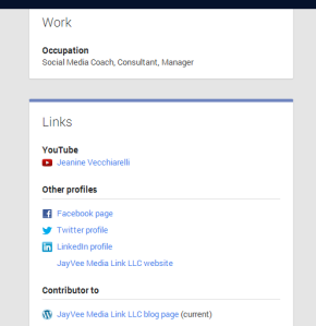 Google Plus profile page links box